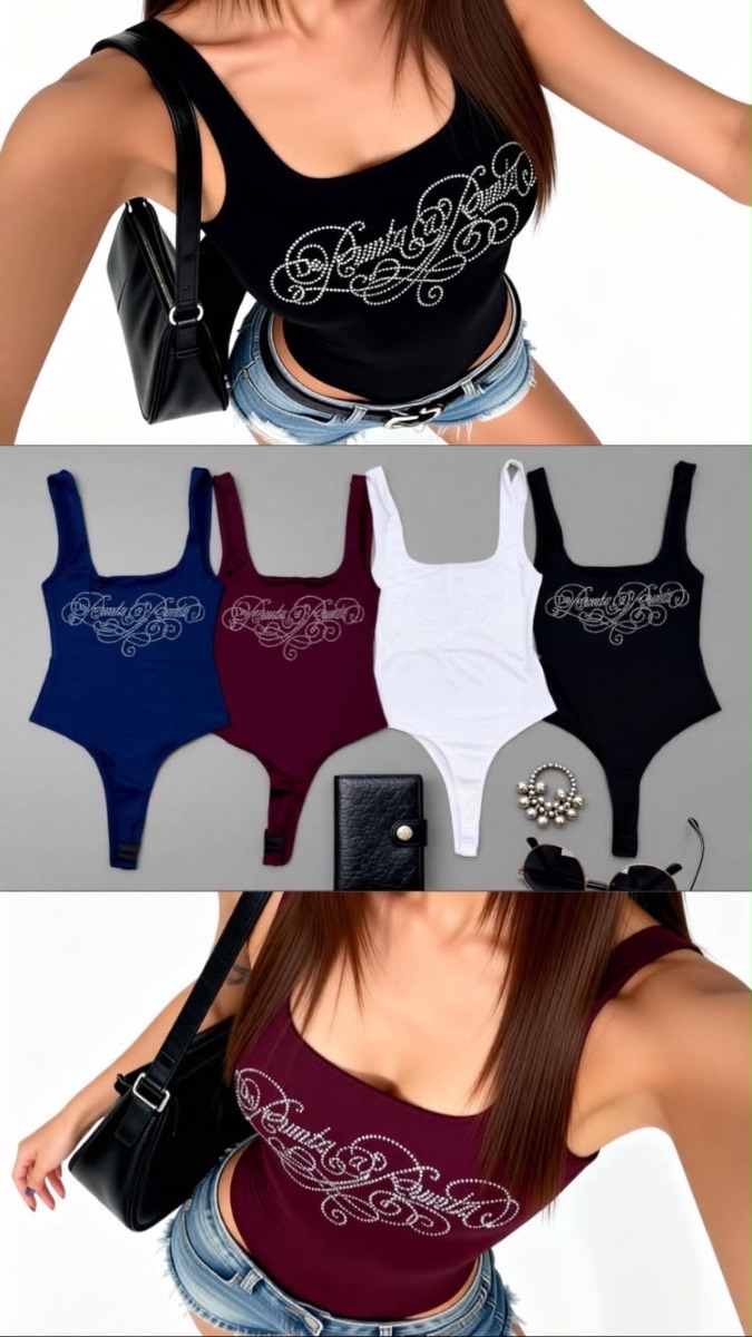 BODY STRASS CURSIVA