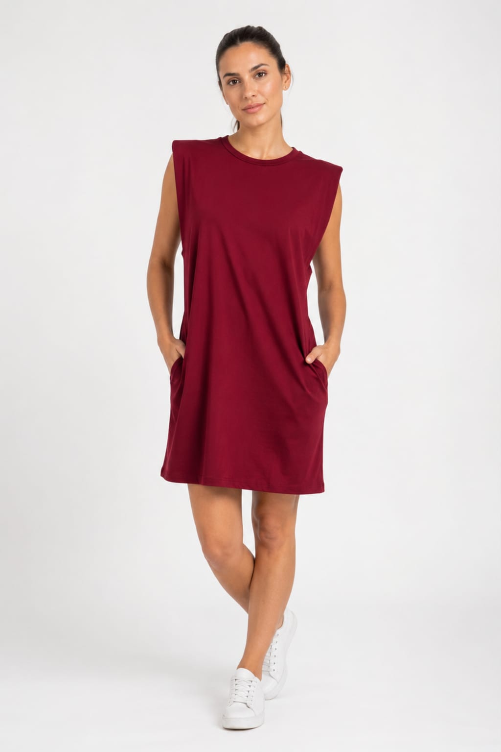 #9603 Vestido corto algodon jersey 24/1 con bolsillos invisibles y etiqueta standard "Bahamas"