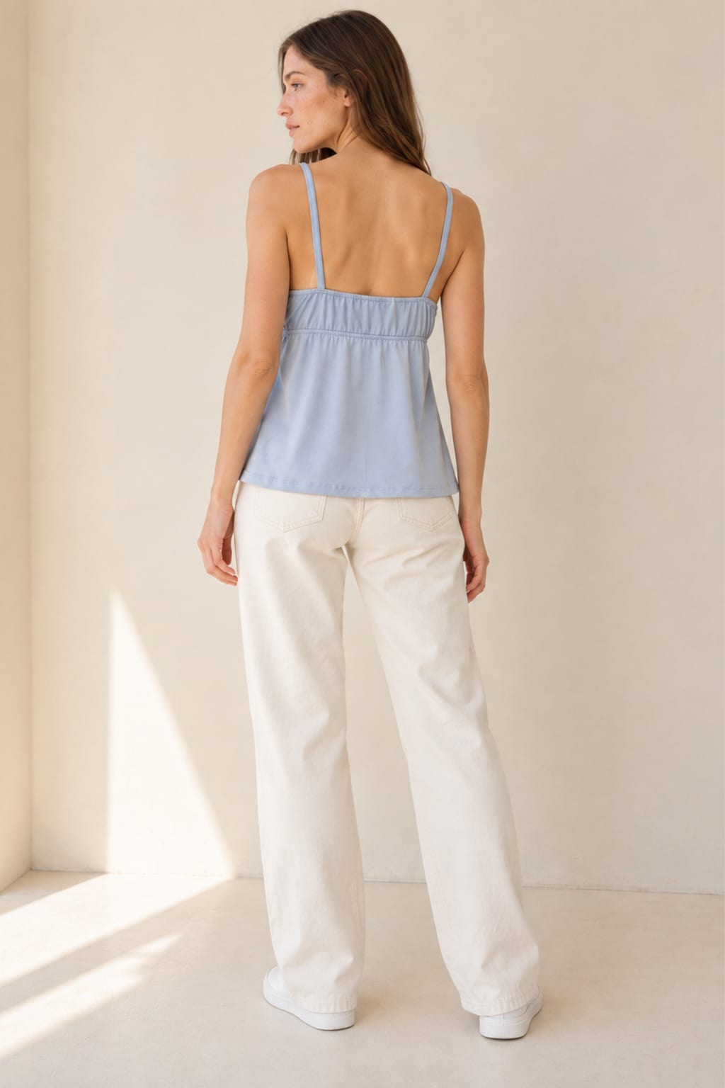 #3457 Musculosa modal con lycra bretel fino con frunce, escote cruzado "Cassis"